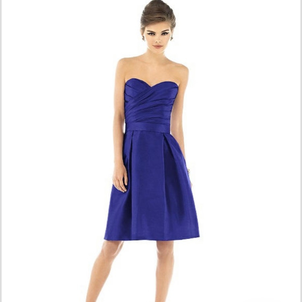 ALFRED SUNG ✨ Strapless Electric Blue bridesmaid cocktail party dress